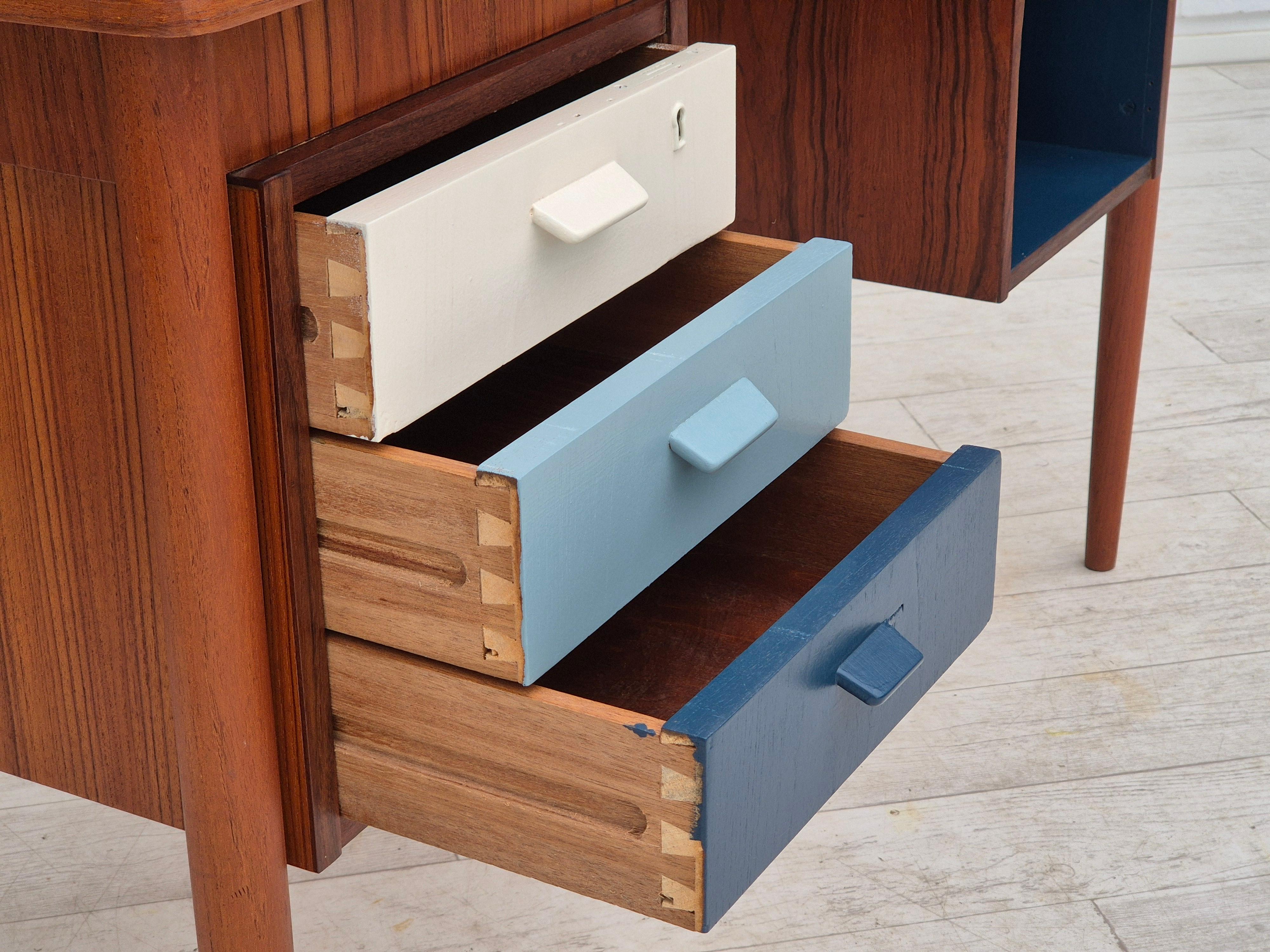 1960s, Danish office desk with drawers, teak wood. 1
