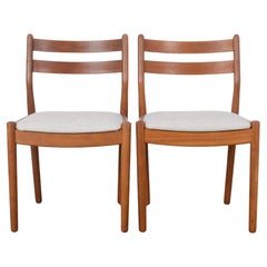 Vintage 1960s Danish Pair of Wooden Upholstered Accent Chairs
