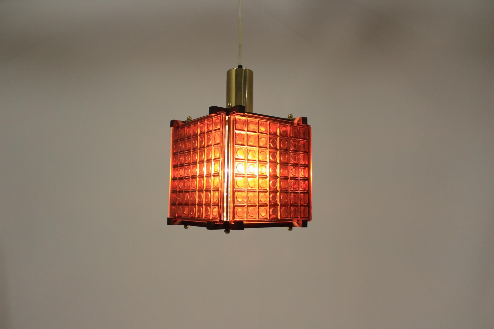 Mid-Century Modern 1960s Danish Palisander/Glass Pendant Light