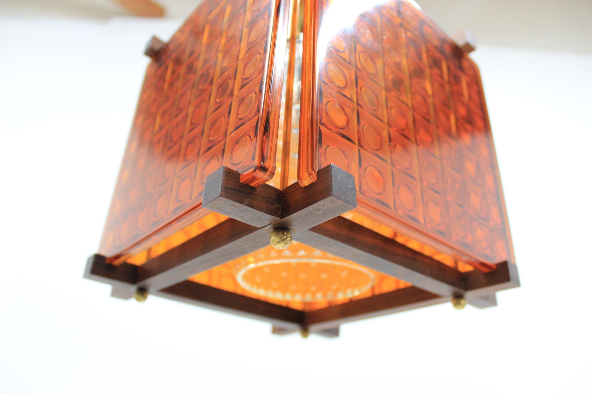 Mid-20th Century 1960s Danish Palisander/Glass Pendant Light