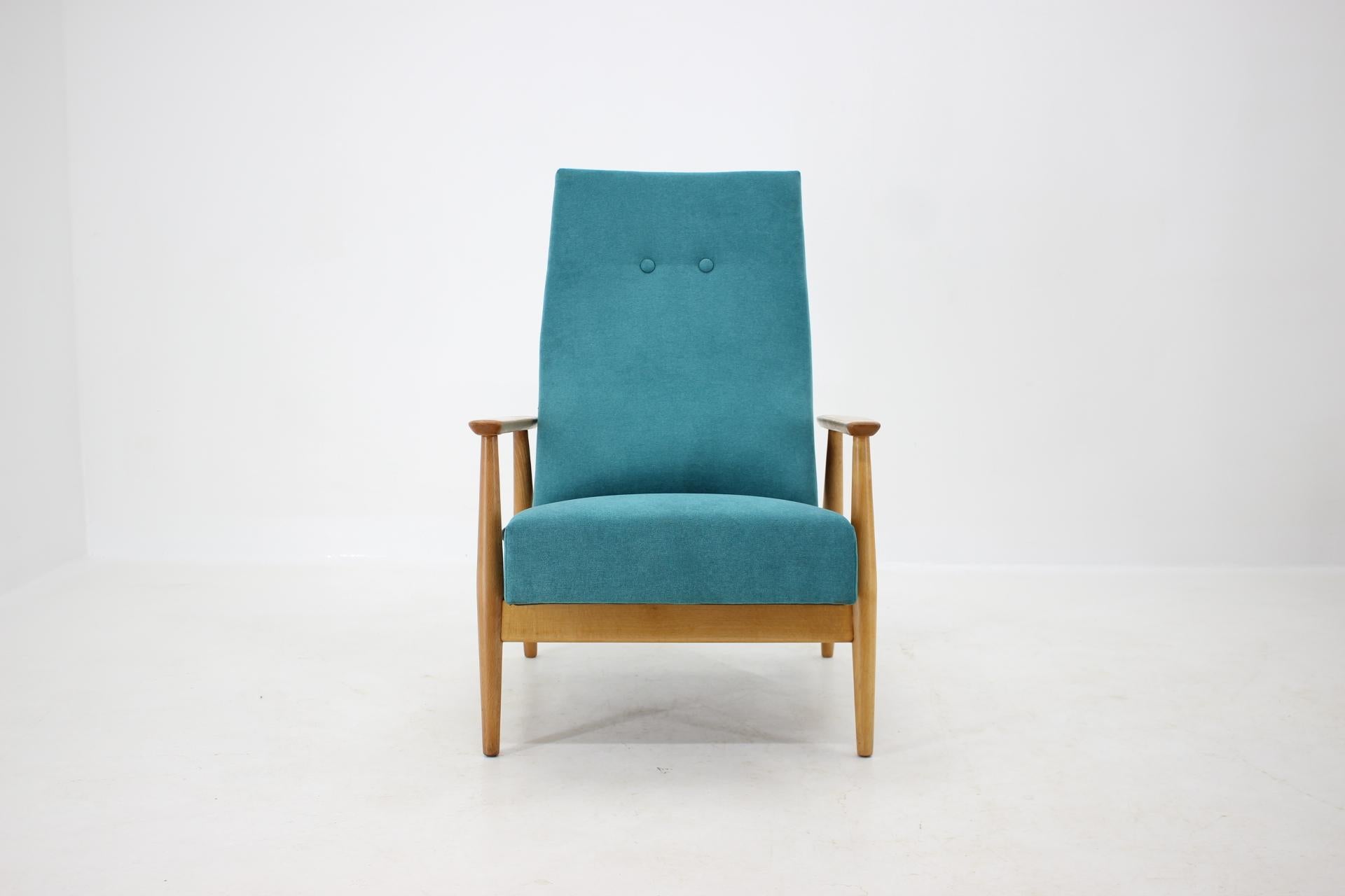 Mid-Century Modern 1960s Danish Reclining Beech Highback Chair