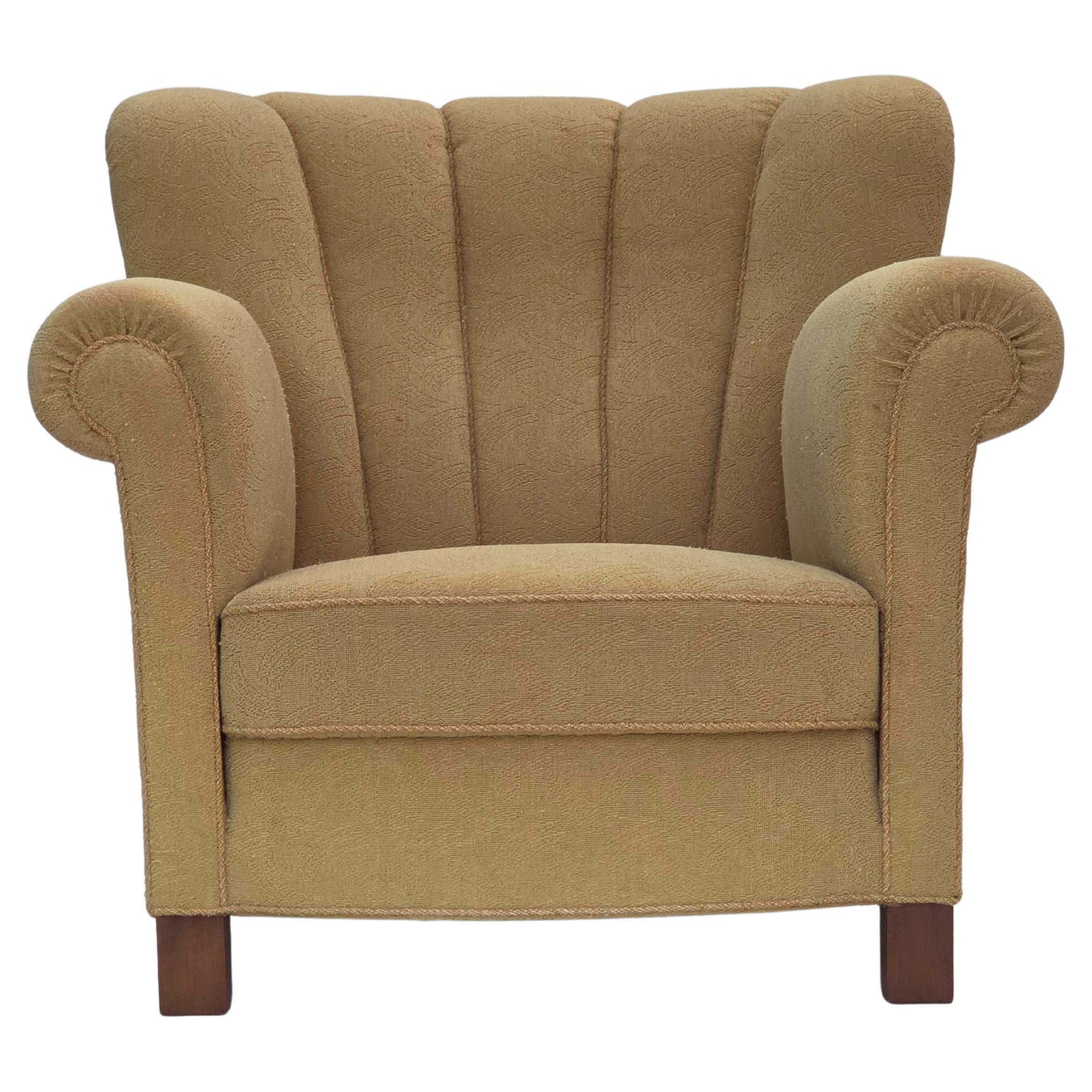 1960s, Danish relax chair, original light green furniture wool.