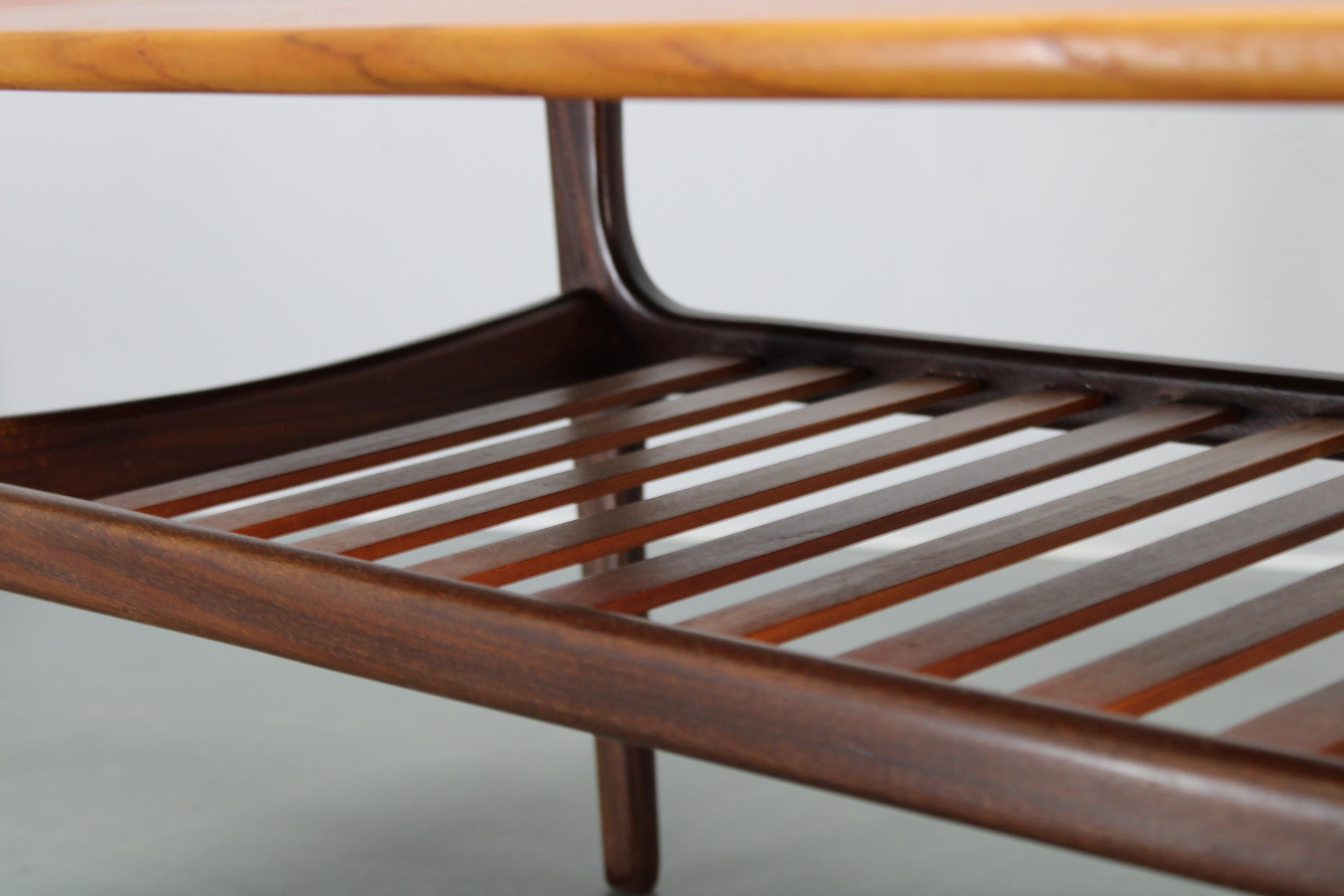 1960s Danish Restored Teak Coffee Table, Solid & Veneered 6