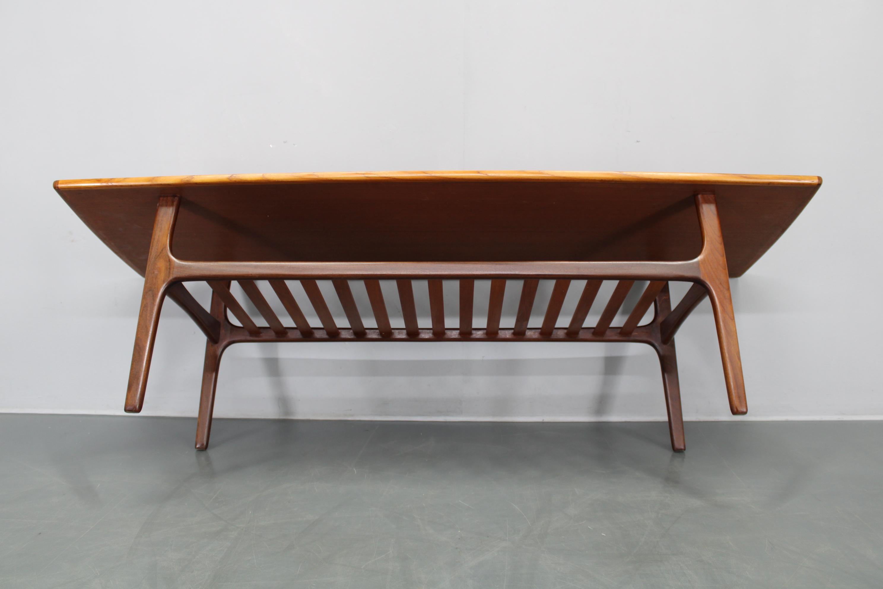 1960s Danish Restored Teak Coffee Table, Solid & Veneered 7