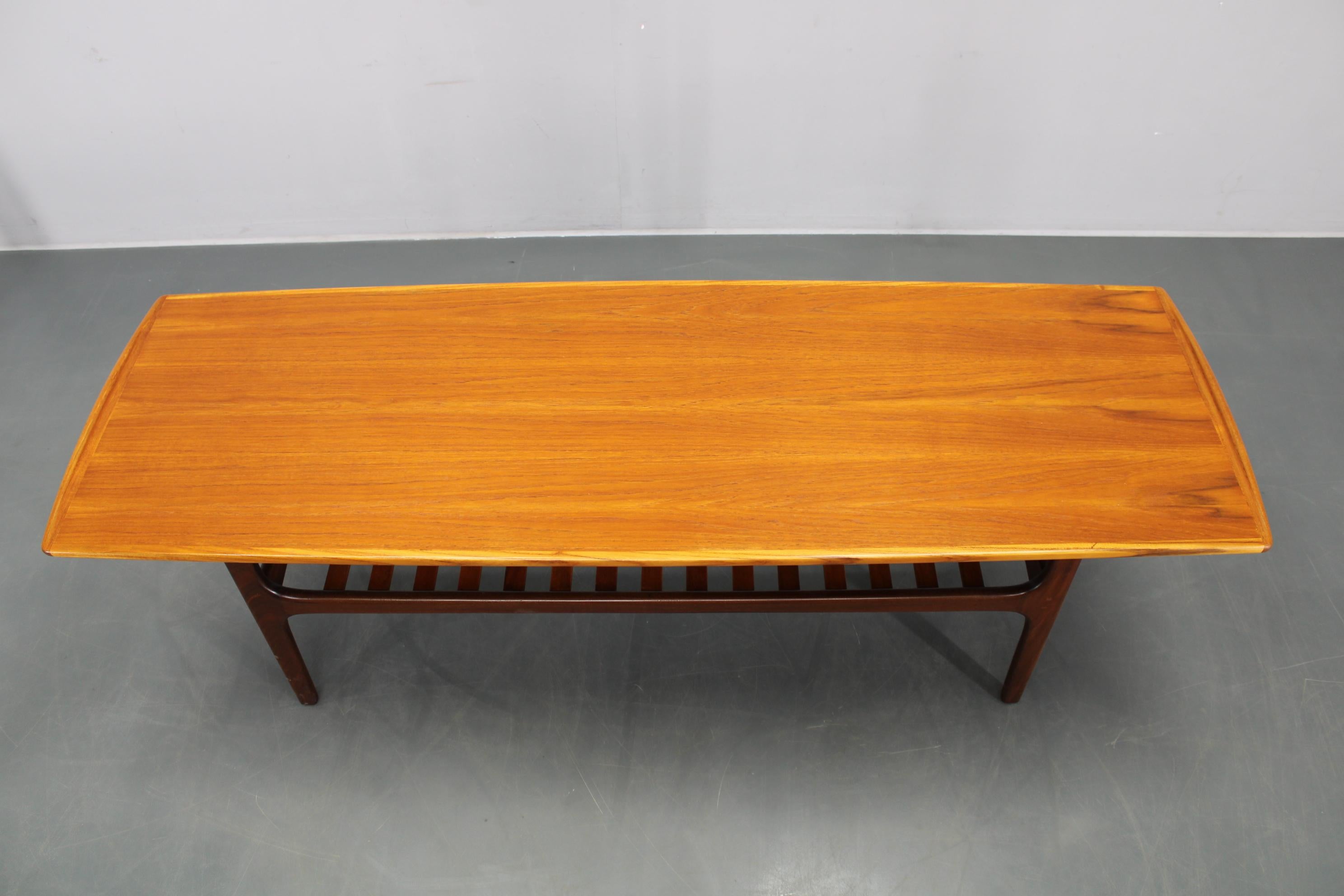 Mid-20th Century 1960s Danish Restored Teak Coffee Table, Solid & Veneered