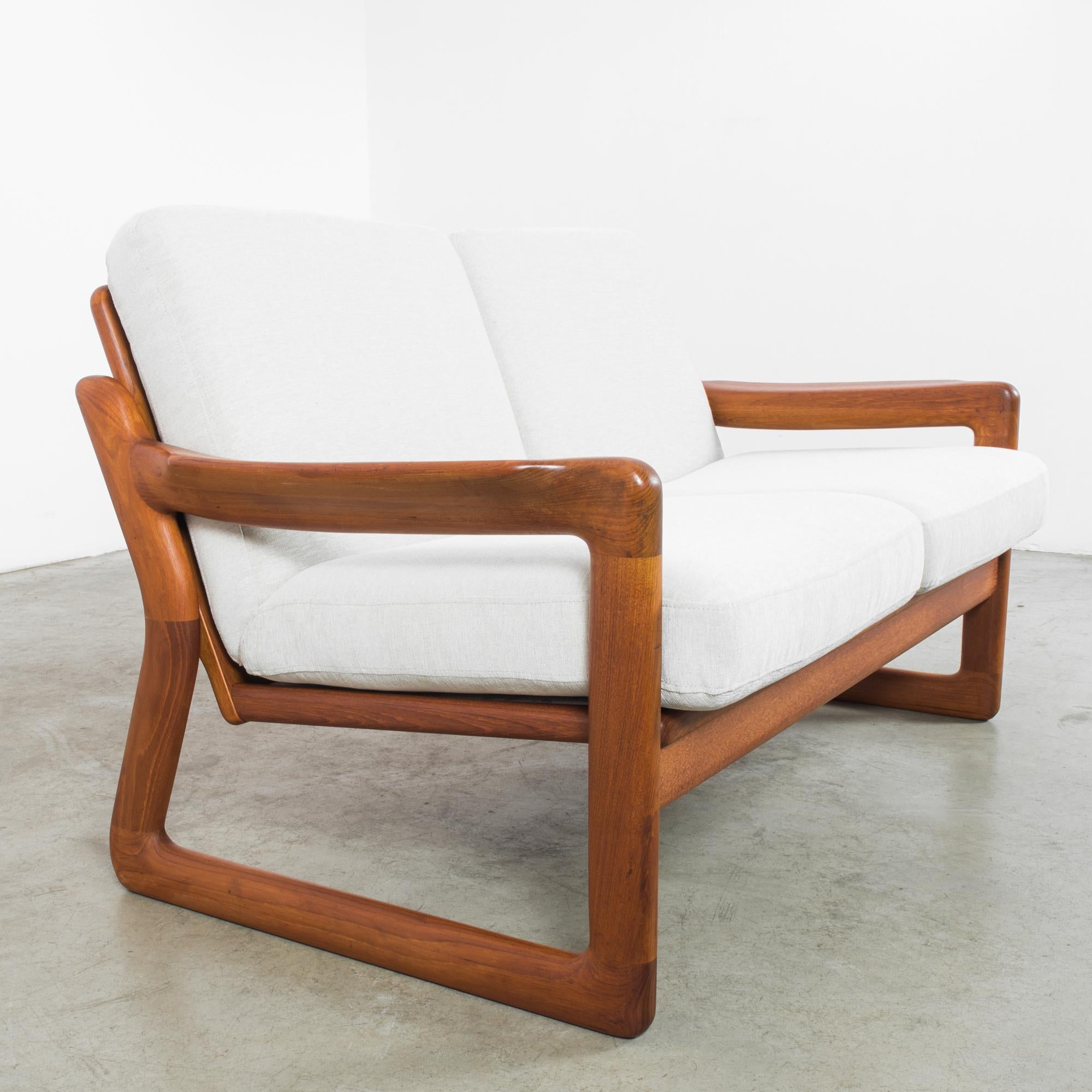 20th Century 1960s Danish Retro Teak Sofa with Upholstered Seat and Back
