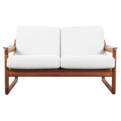 1960s Danish Retro Teak Sofa with Upholstered Seat and Back