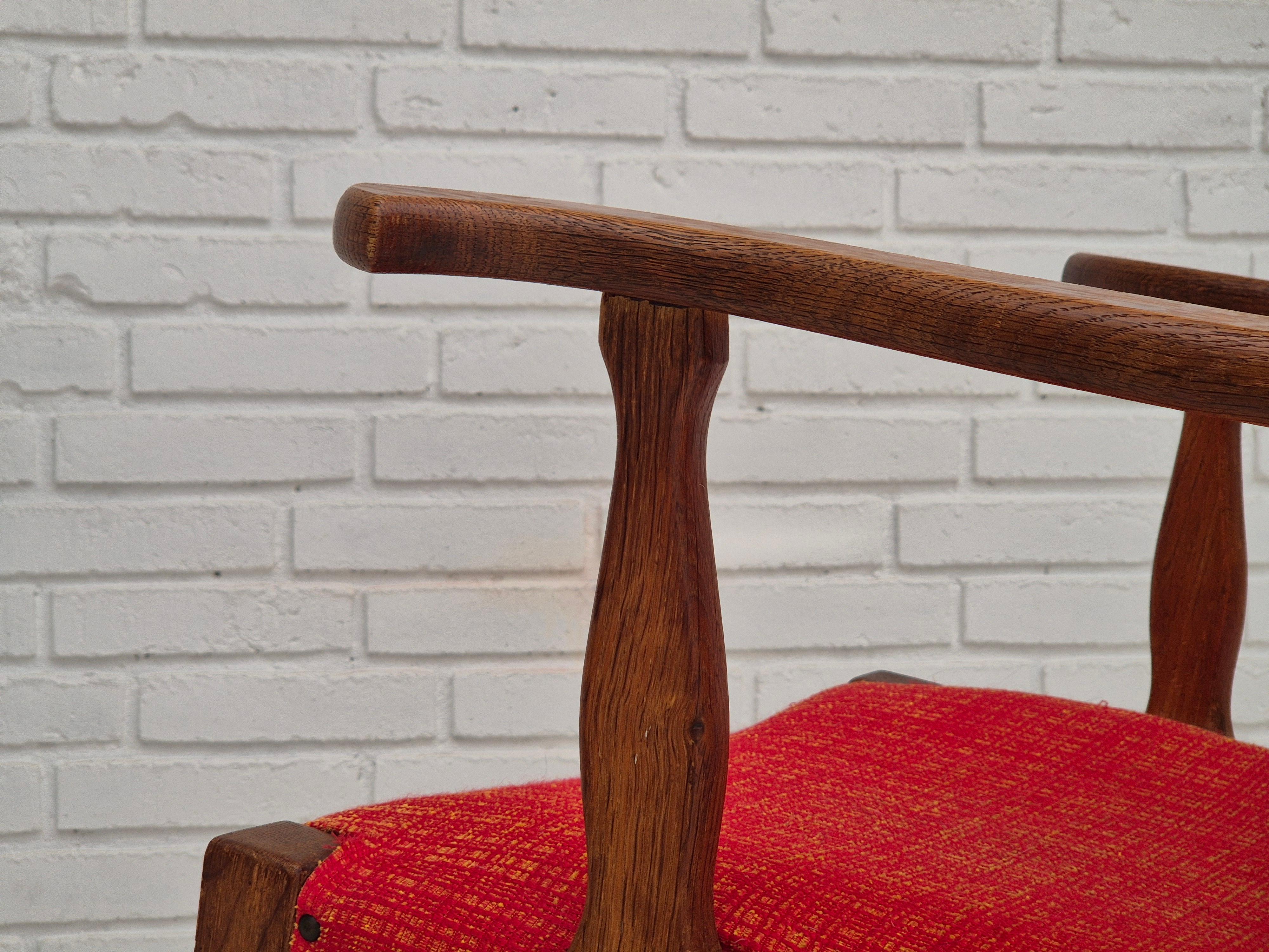 1960s, fauteuil à bascule danois, original en bon état, bois de chêne massif, laine. en vente 8
