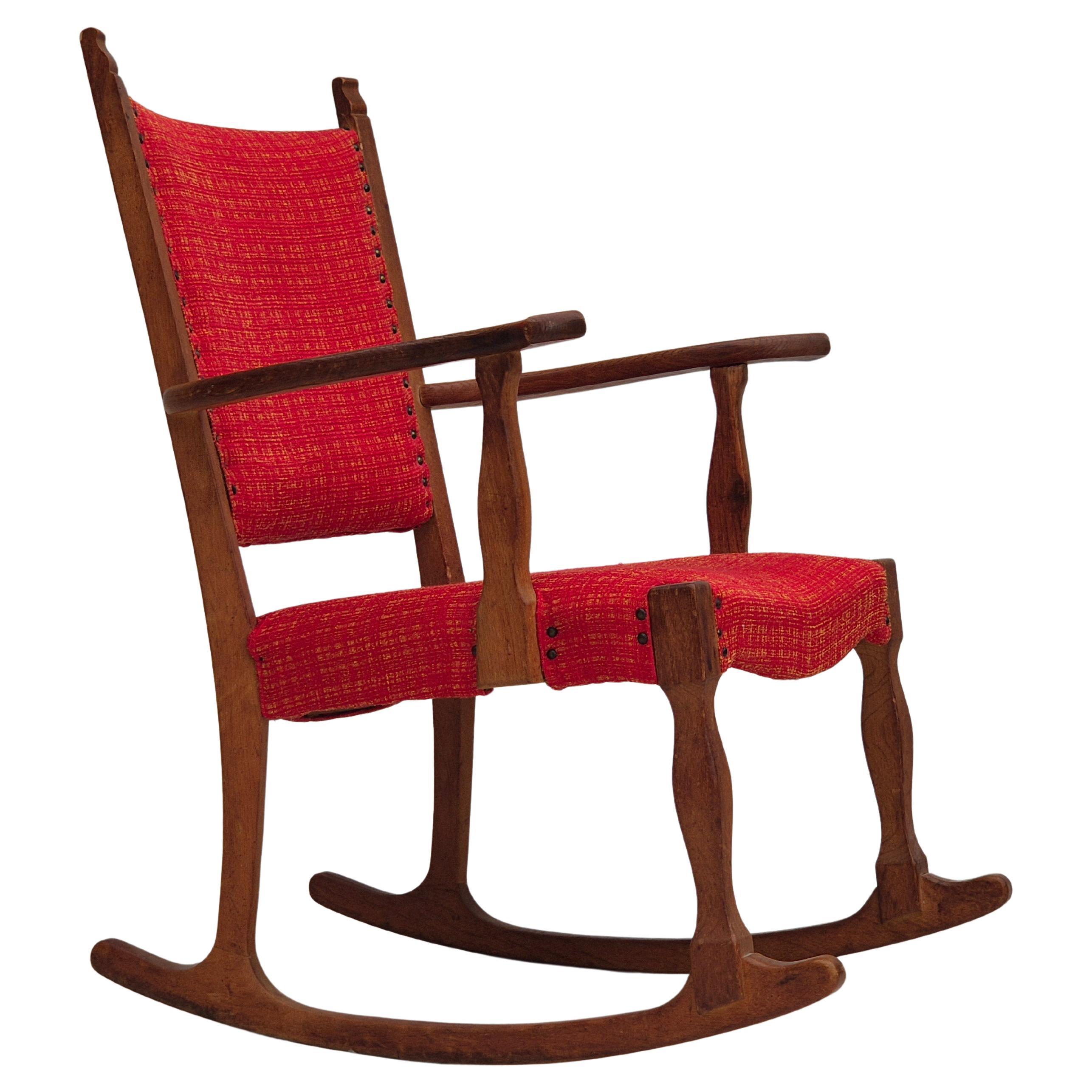 1960s, Danish rocking chair, original good condition, solid oak wood, wool.