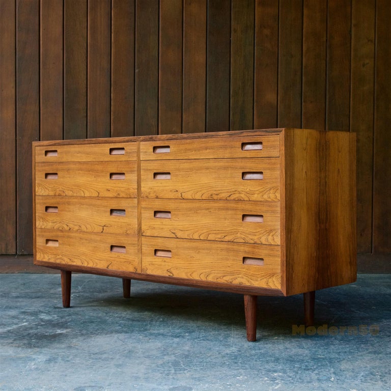 1960s Danish Rosewood 8 Drawer Dresser Loft Bureau Mid Century