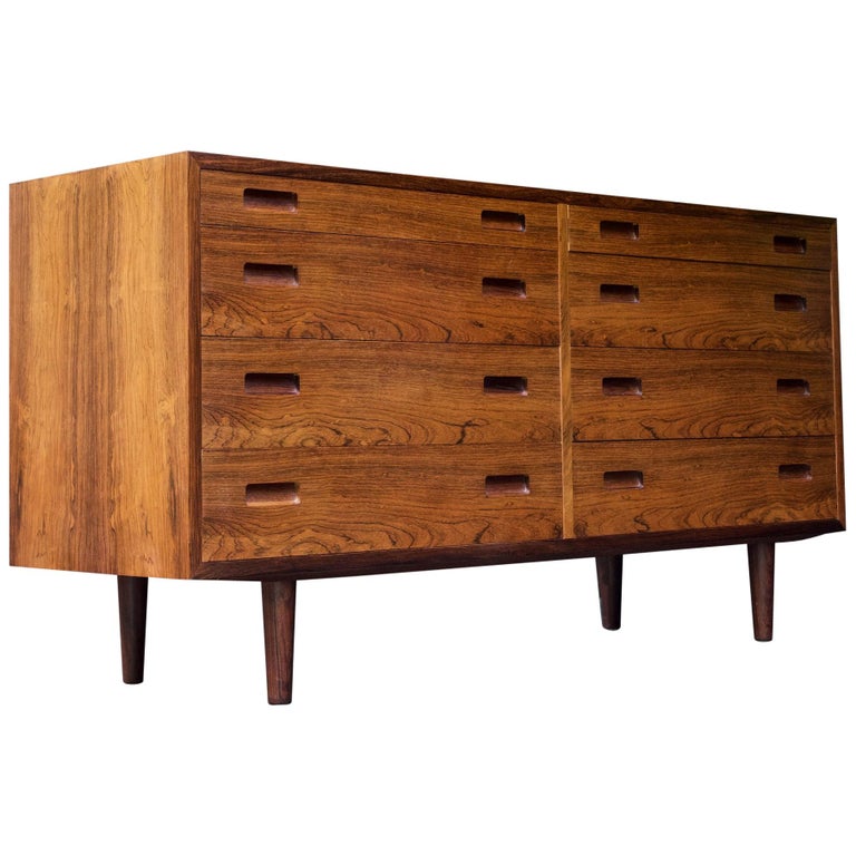1960s Danish Rosewood 8 Drawer Dresser Loft Bureau Mid Century