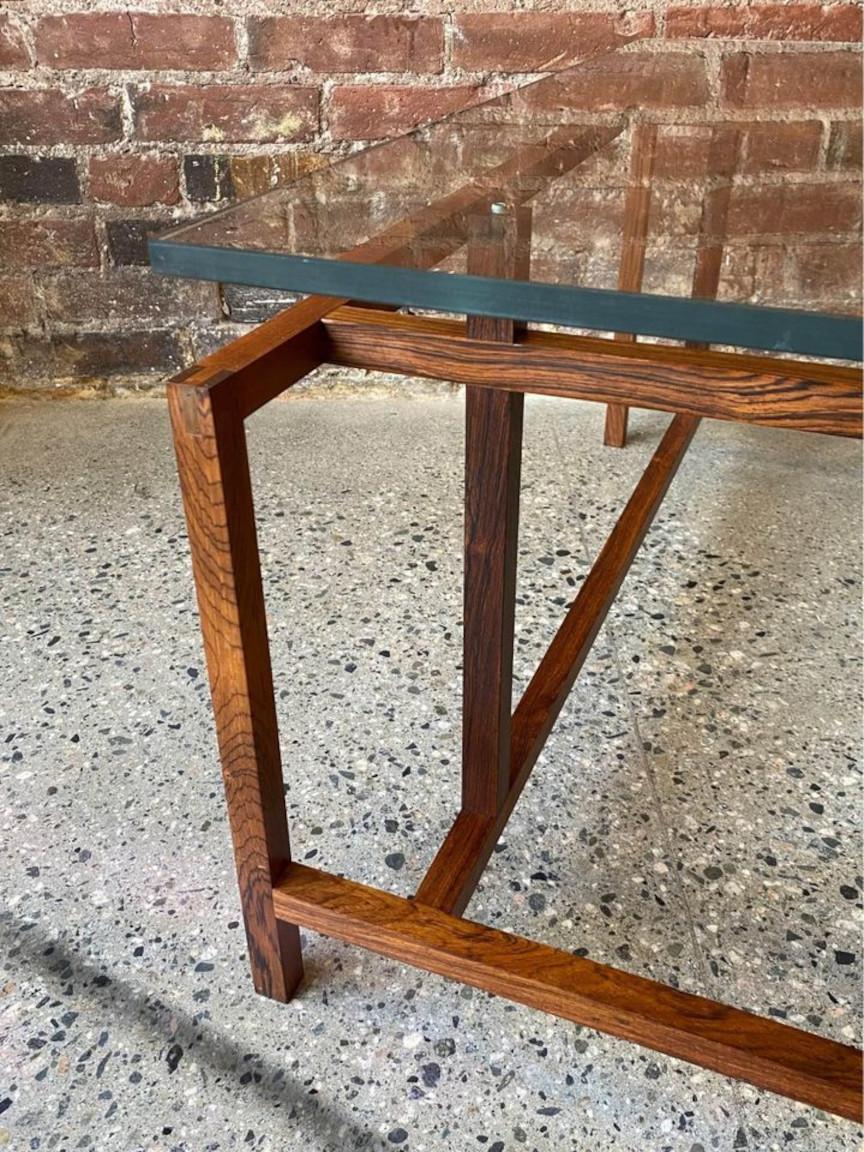 Mid-Century Modern 1960s Danish Rosewood and Glass Coffee Table by Henning Norgaars