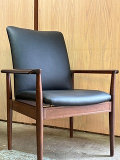 1960s Danish Rosewood and Leather Diplomat Chairs by Finn Juhl