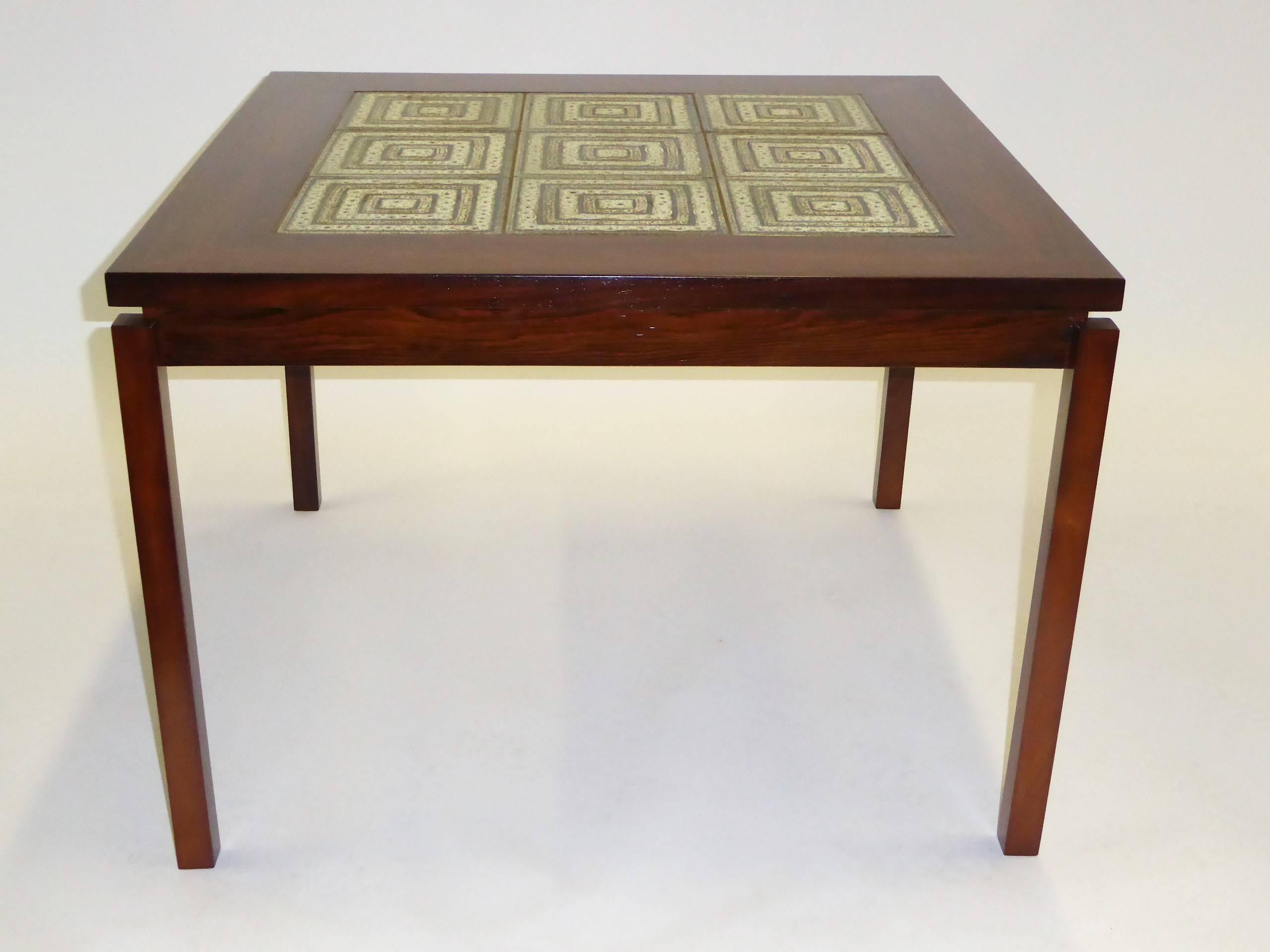 Scandinavian Modern 1960s Danish Rosewood Coffee Side Table with Nils Thorsson Tiles