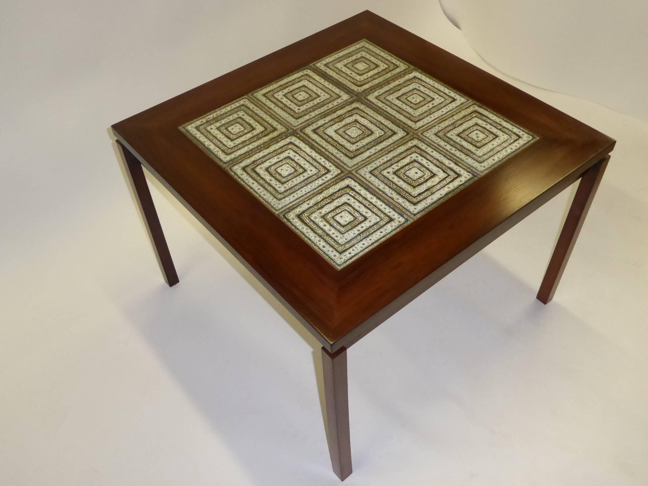 1960s Danish Rosewood Coffee Side Table with Nils Thorsson Tiles In Good Condition In Miami, FL