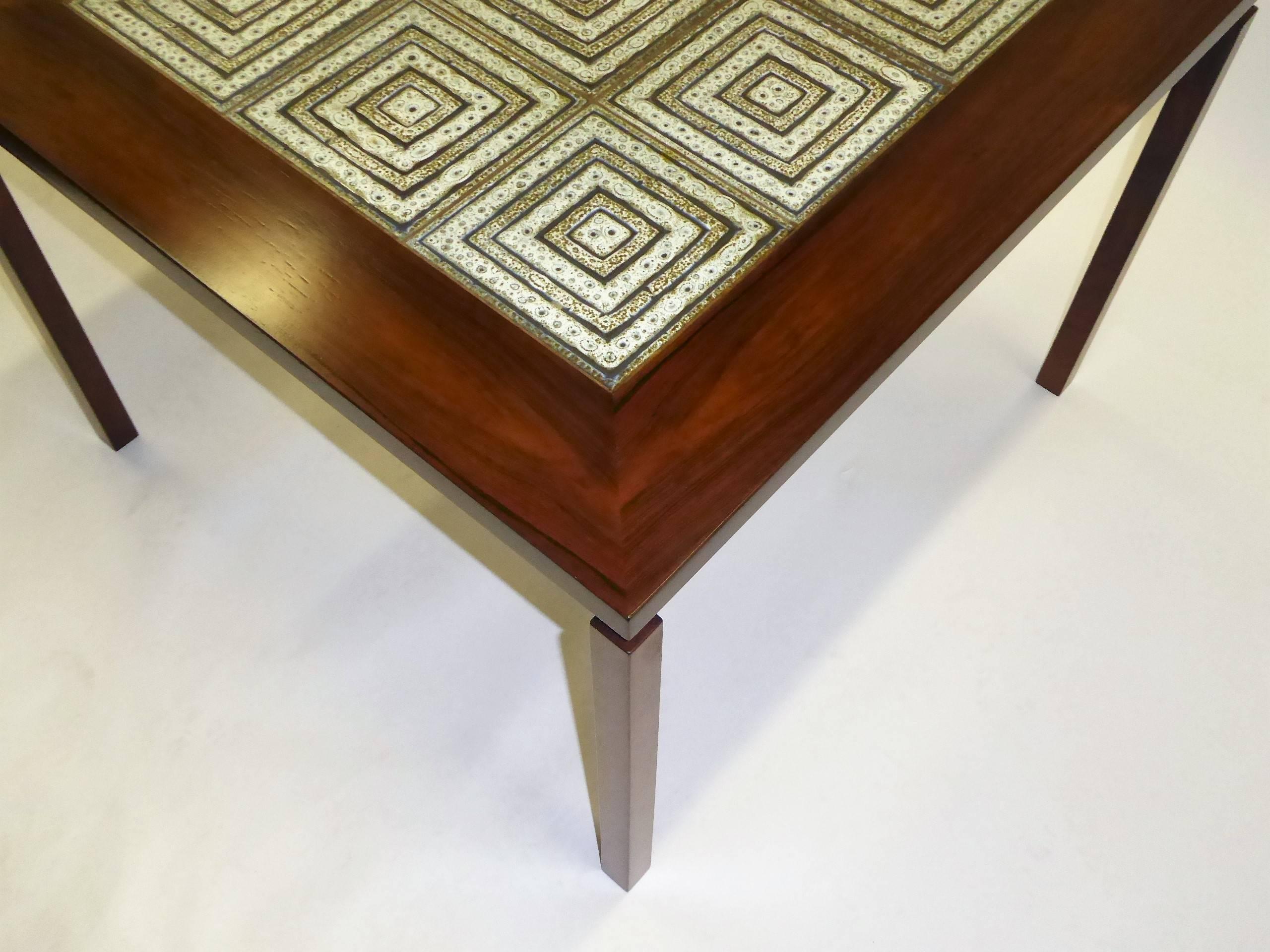 Mid-20th Century 1960s Danish Rosewood Coffee Side Table with Nils Thorsson Tiles