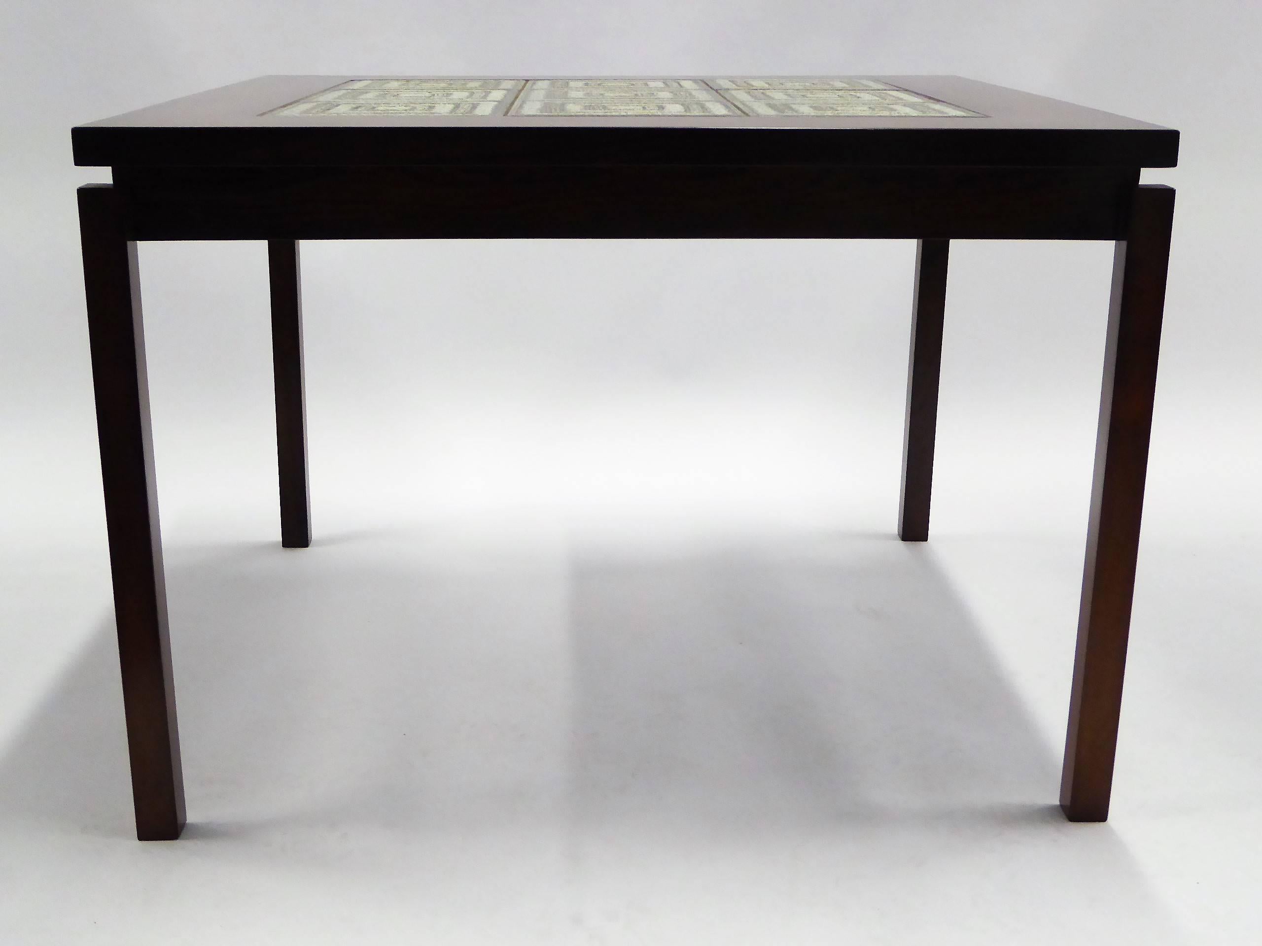 1960s Danish Rosewood Coffee Side Table with Nils Thorsson Tiles 2