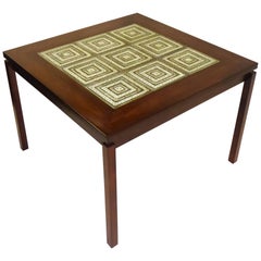 Table d'appoint danoise en bois de rose des années 1960 avec carreaux Nils Thorsson