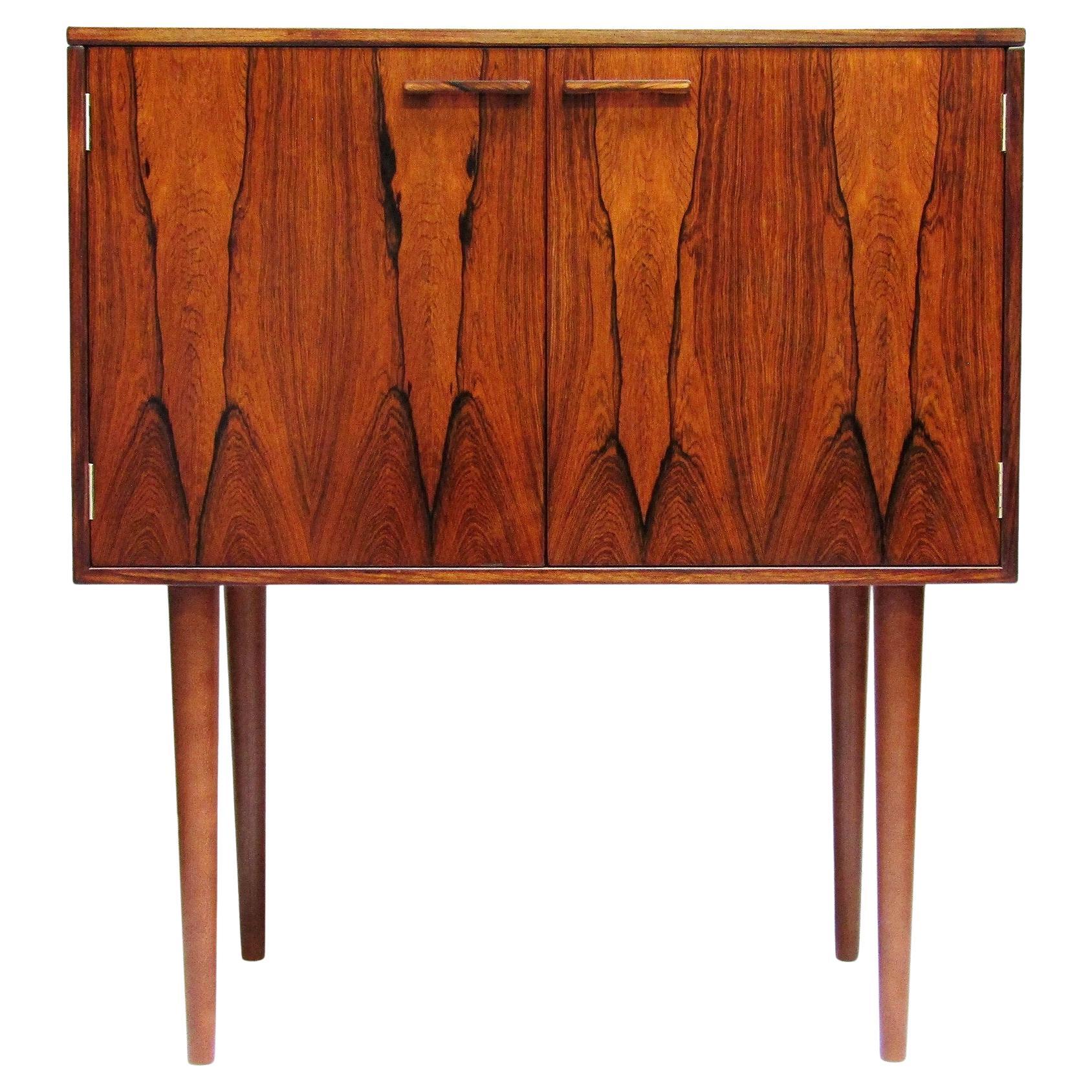 1960s Danish Rosewood Dry Bar Cocktail Cabinet With Lighting By Kai Kristiansen
