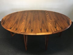 1960s Danish Rosewood Oval Drop-Leaf Kurt Østervig Dining Table for Jason Möbler
