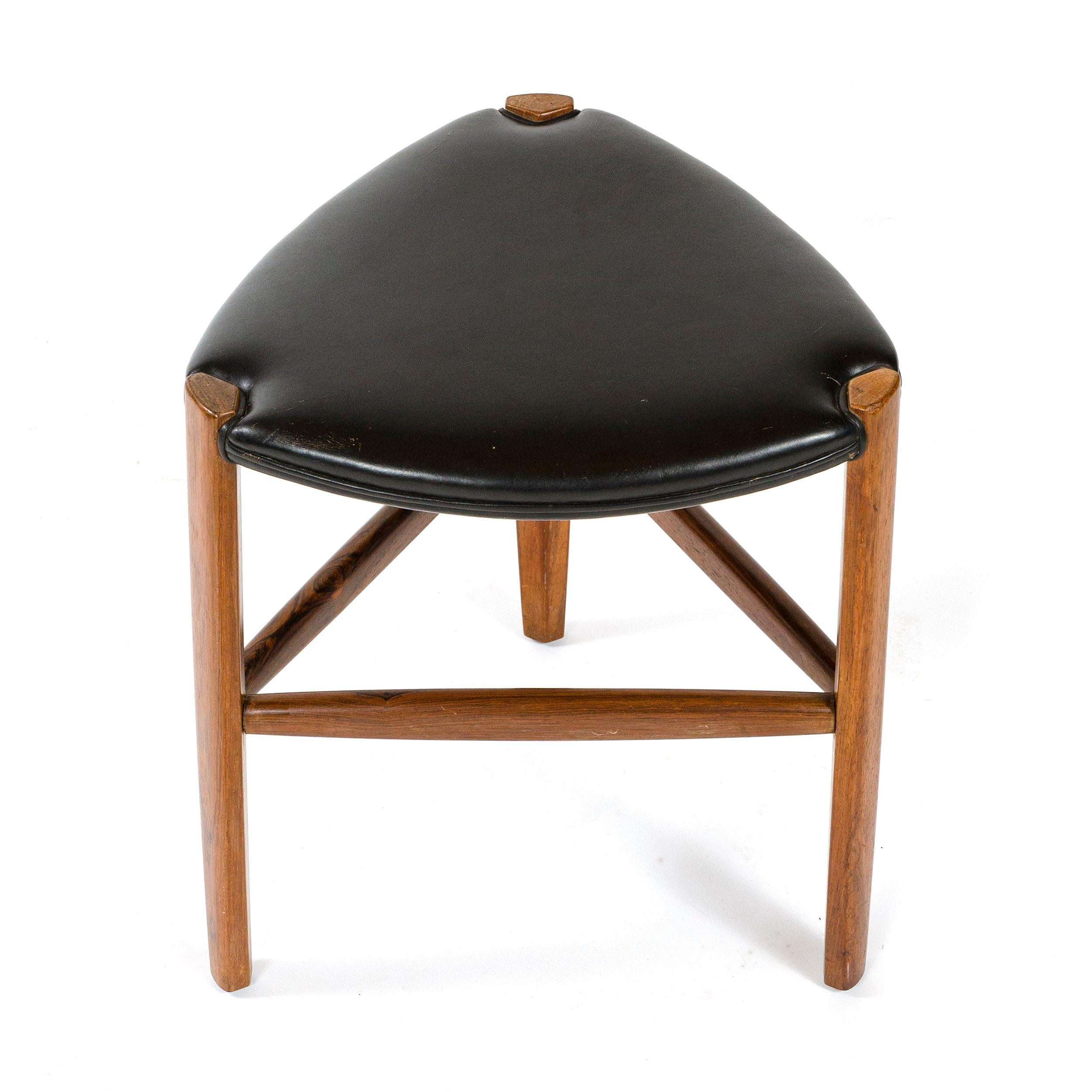 1960s Danish Rosewood Stool by Ole Wanscher for A.J. Iversen In Good Condition For Sale In Sagaponack, NY
