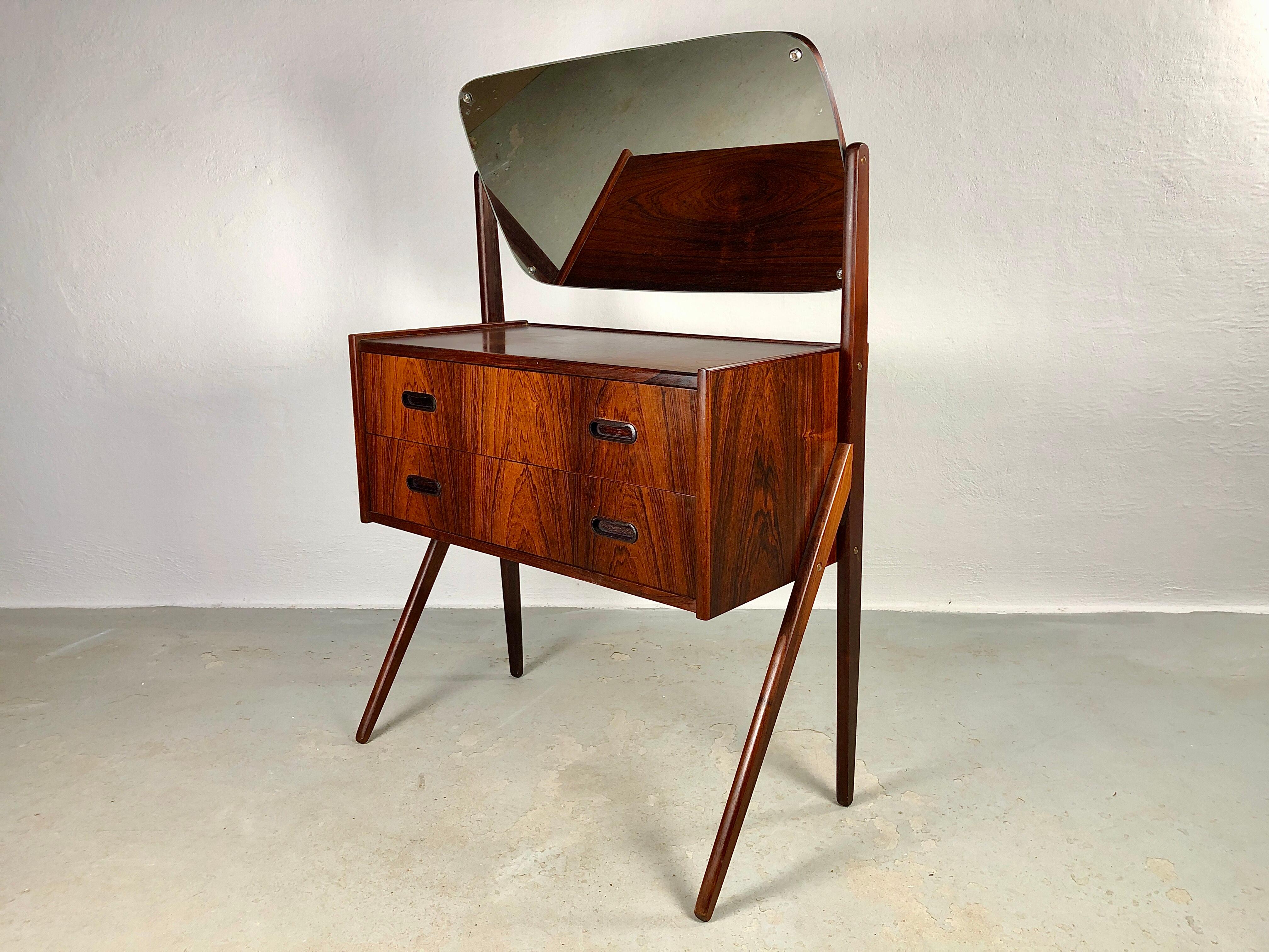 Mid-Century Modern 1960s Fully restored Danish Rosewood Dressing - Vanity Table For Sale