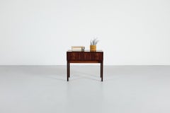 1960s Danish Rosewood Veneer Side Table with Double Drawers