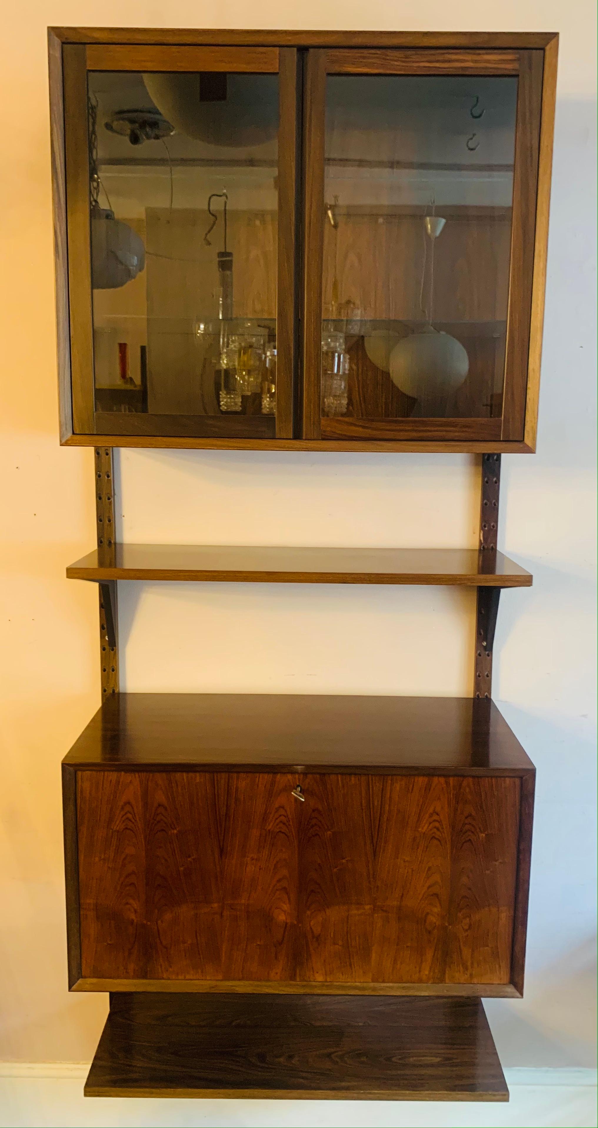 Mid-Century Modern 1960s Danish Rosewood Veneer Wall Unit Bookcase by Poul Cadovius for Cado