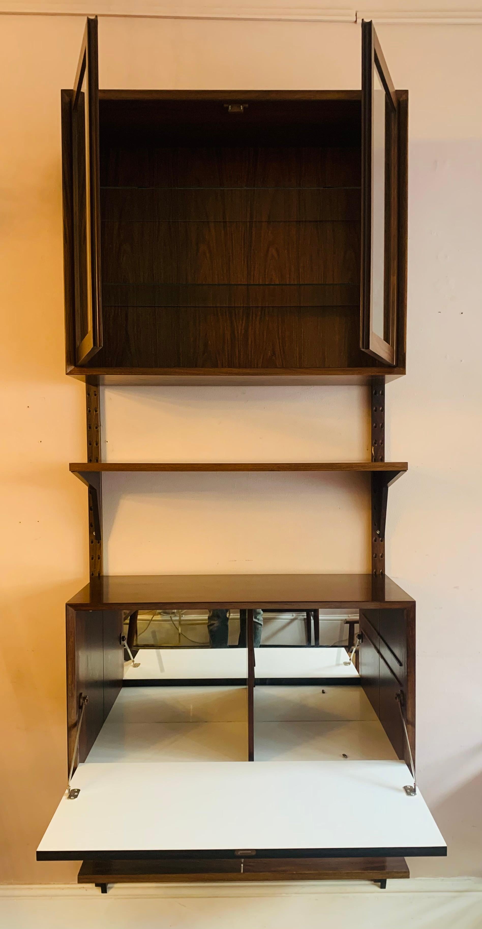 20th Century 1960s Danish Rosewood Veneer Wall Unit Bookcase by Poul Cadovius for Cado