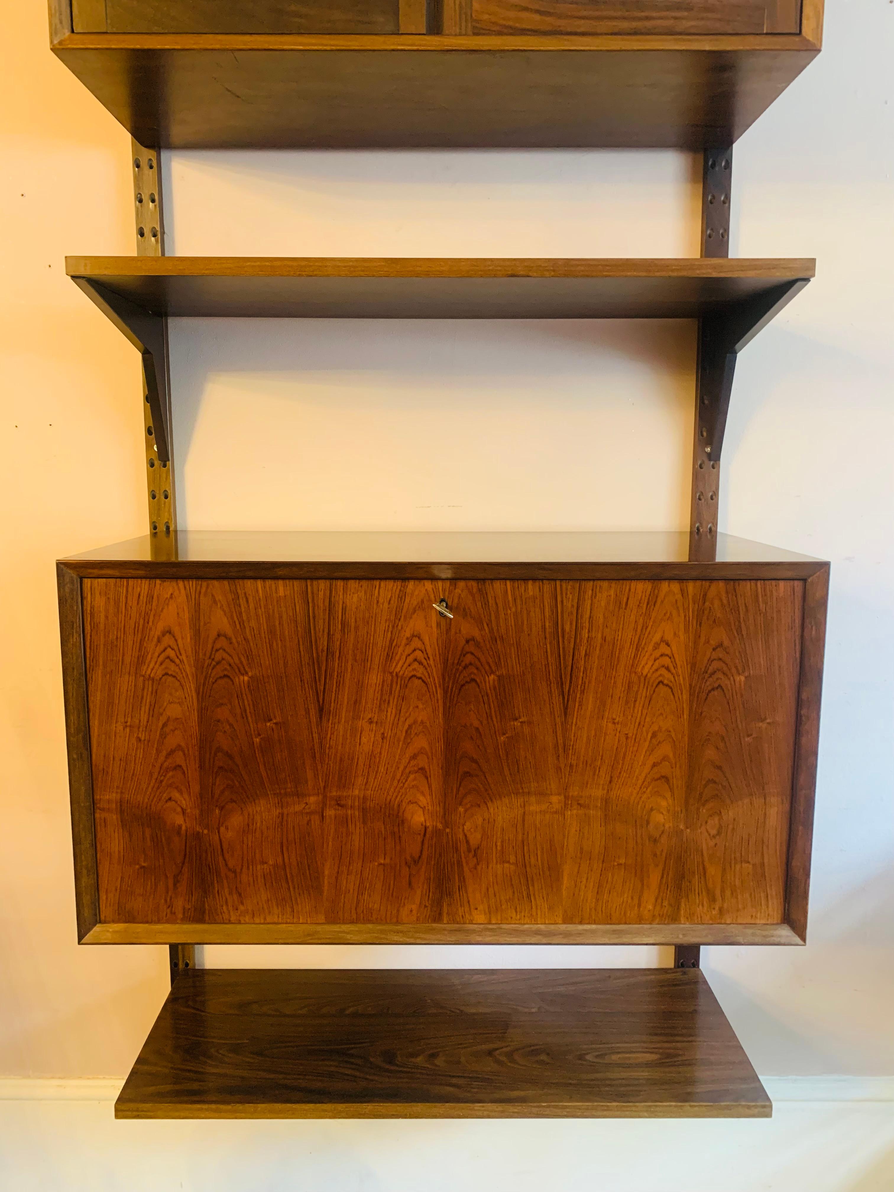 1960s Danish Rosewood Veneer Wall Unit Bookcase by Poul Cadovius for Cado 2