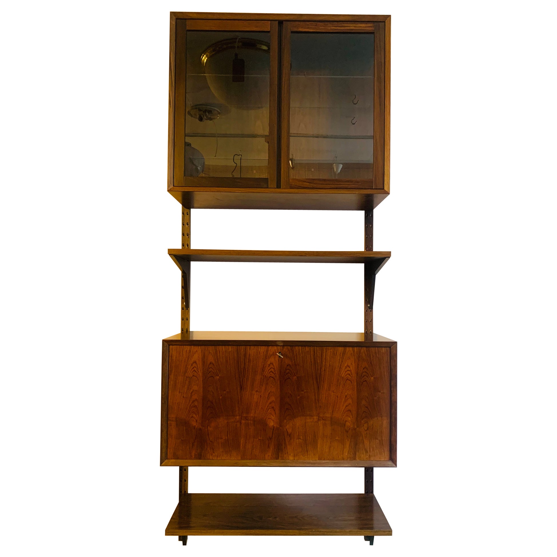 1960s Danish Rosewood Veneer Wall Unit Bookcase by Poul Cadovius for Cado