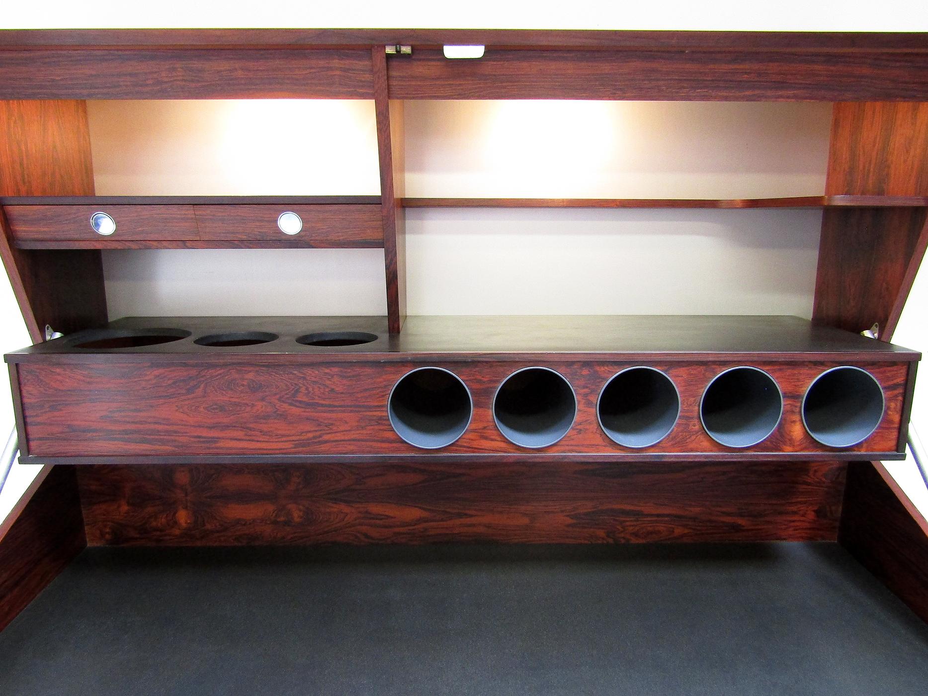 1960s, Danish Roswood Wall-Mounted Bar / Desk by Erik Buch for Dyrlund For Sale 3
