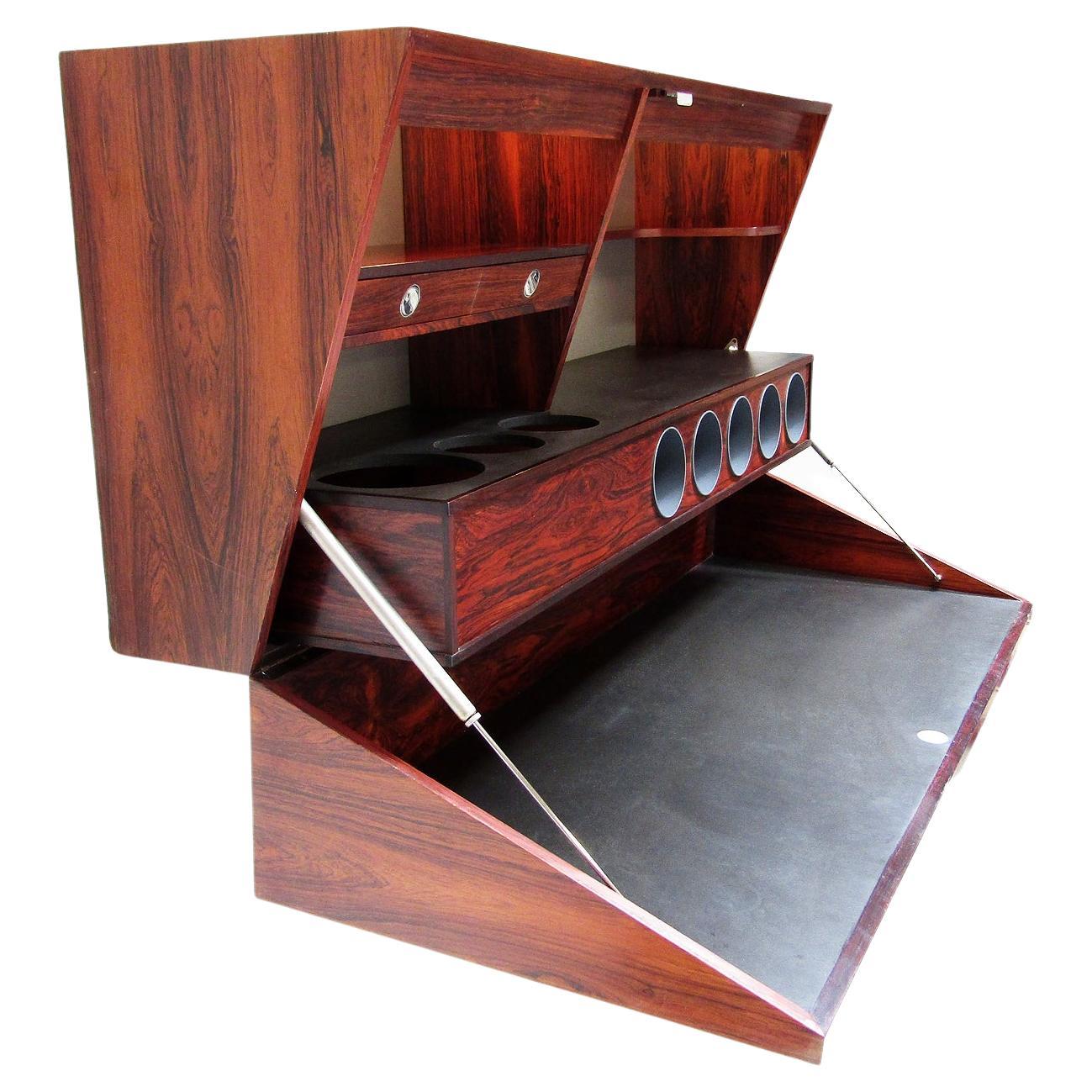 1960s, Danish Roswood Wall-Mounted Bar / Desk by Erik Buch for Dyrlund For Sale 4