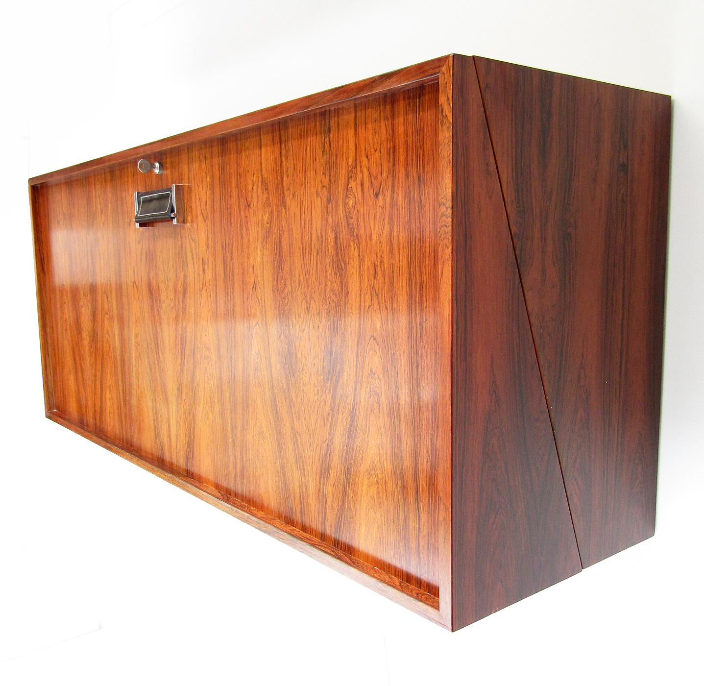 1960s, Danish Roswood Wall-Mounted Bar / Desk by Erik Buch for Dyrlund For Sale 7