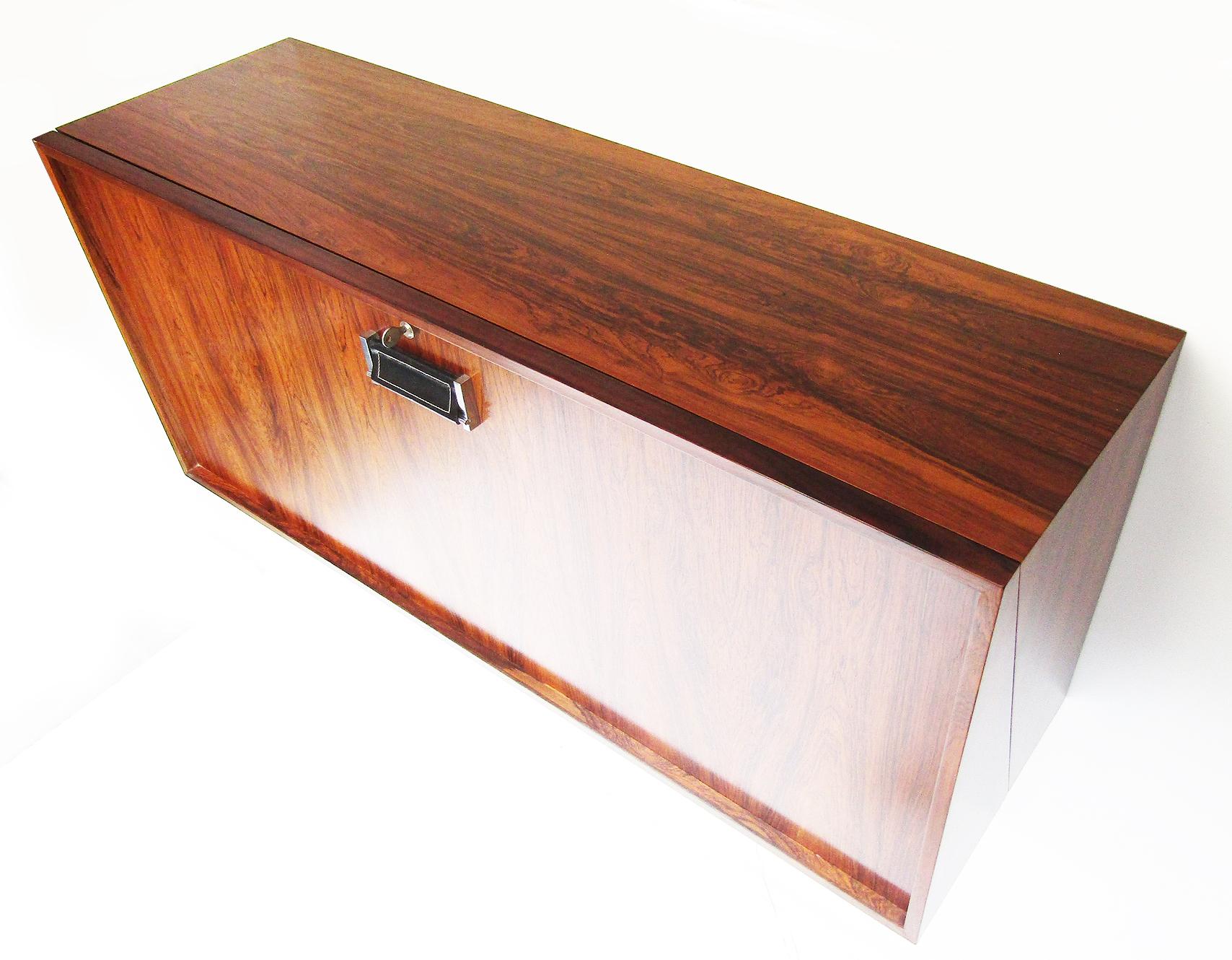 1960s, Danish Roswood Wall-Mounted Bar / Desk by Erik Buch for Dyrlund For Sale 7