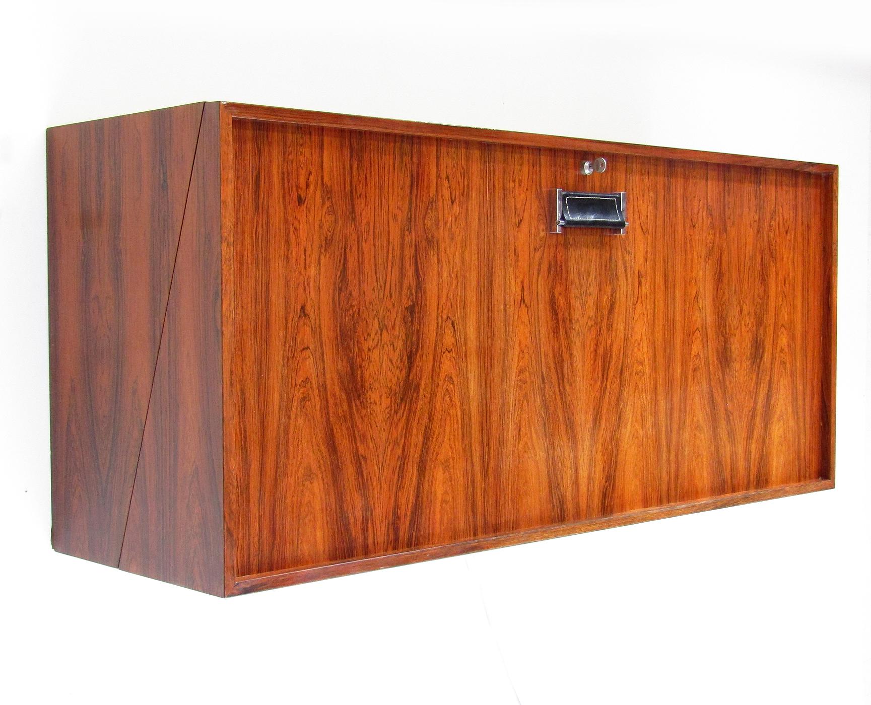 20th Century 1960s, Danish Roswood Wall-Mounted Bar / Desk by Erik Buch for Dyrlund For Sale