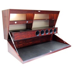 1960s, Danish Roswood Wall-Mounted Bar / Desk by Erik Buch for Dyrlund