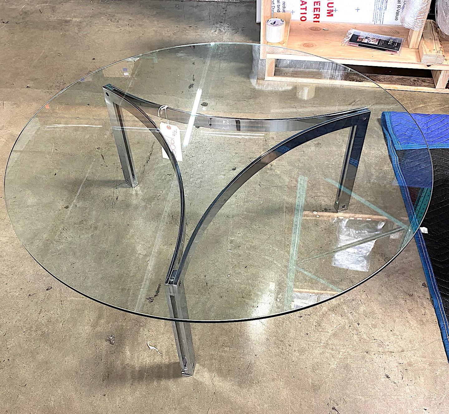 1960s Danish Round Chrome and Glass Coffee Table I T S of PK Scimitar Table 1