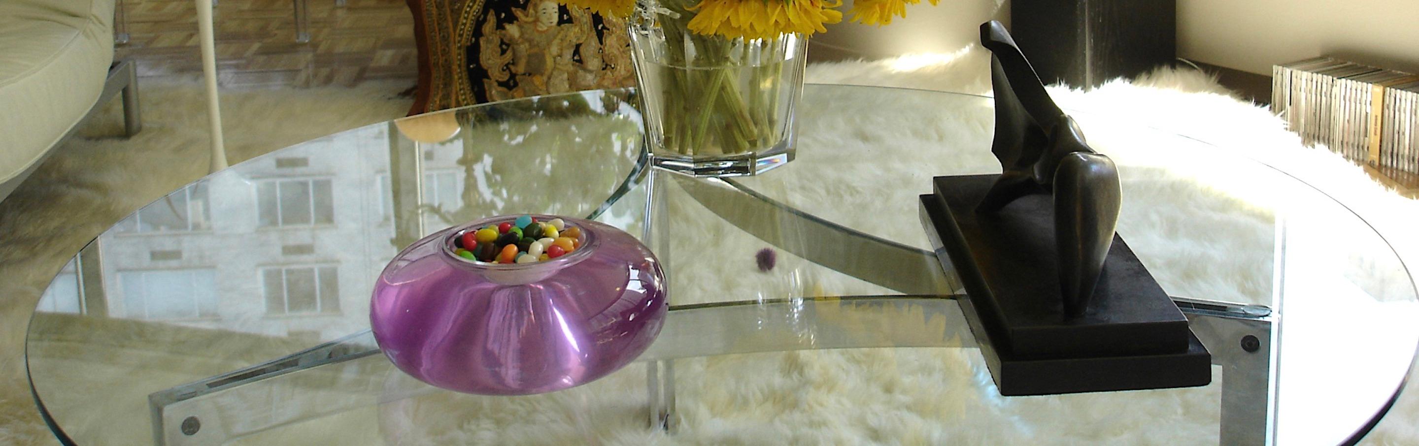 1960s Danish Round Chrome and Glass Coffee Table I T S of PK Scimitar Table In Good Condition In Los Angeles, CA