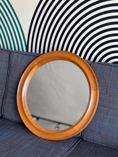 1960s Danish Round Teak Mirror by Pedersen & Hansen