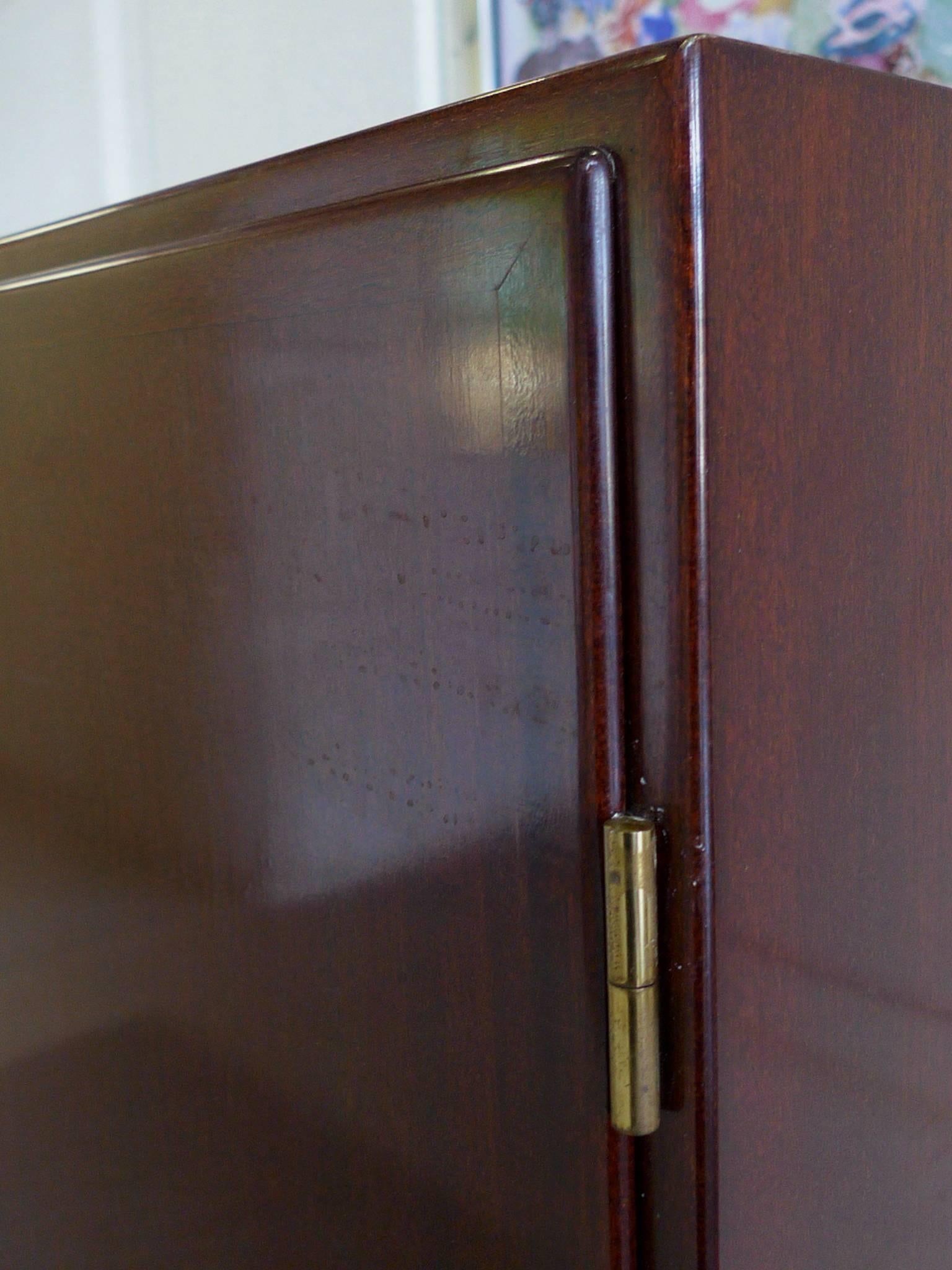 Brass 1960s Danish Rungstedlund Mahogany Highboard by Ole Wanscher for Poul Jeppesen For Sale