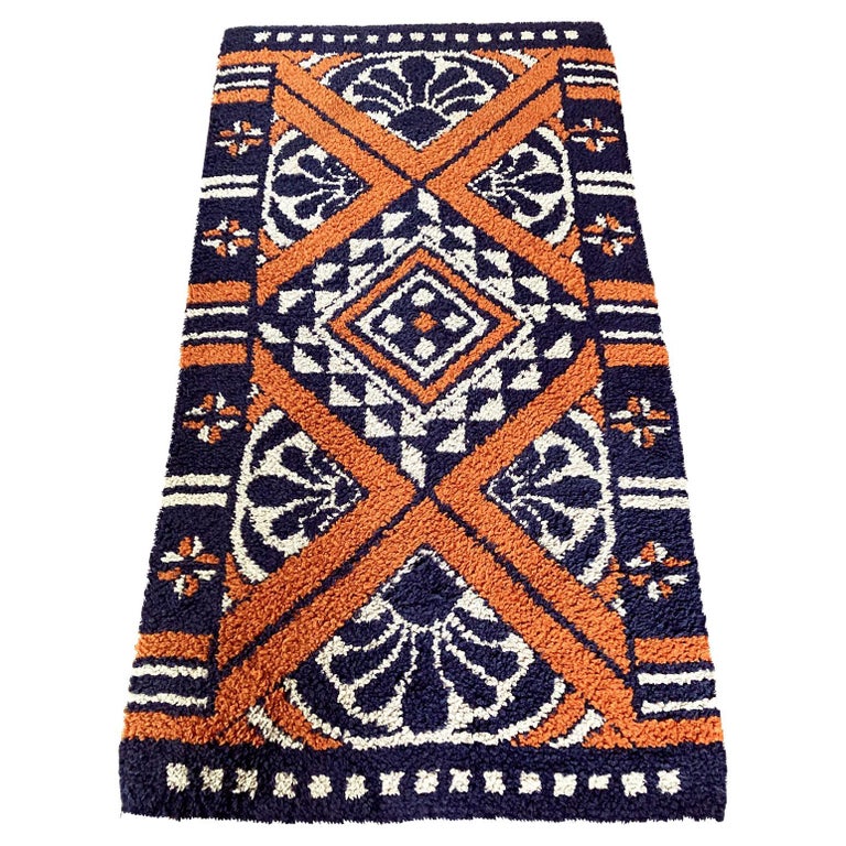 1960s Danish Rya Throw Rug For Sale at 1stDibs