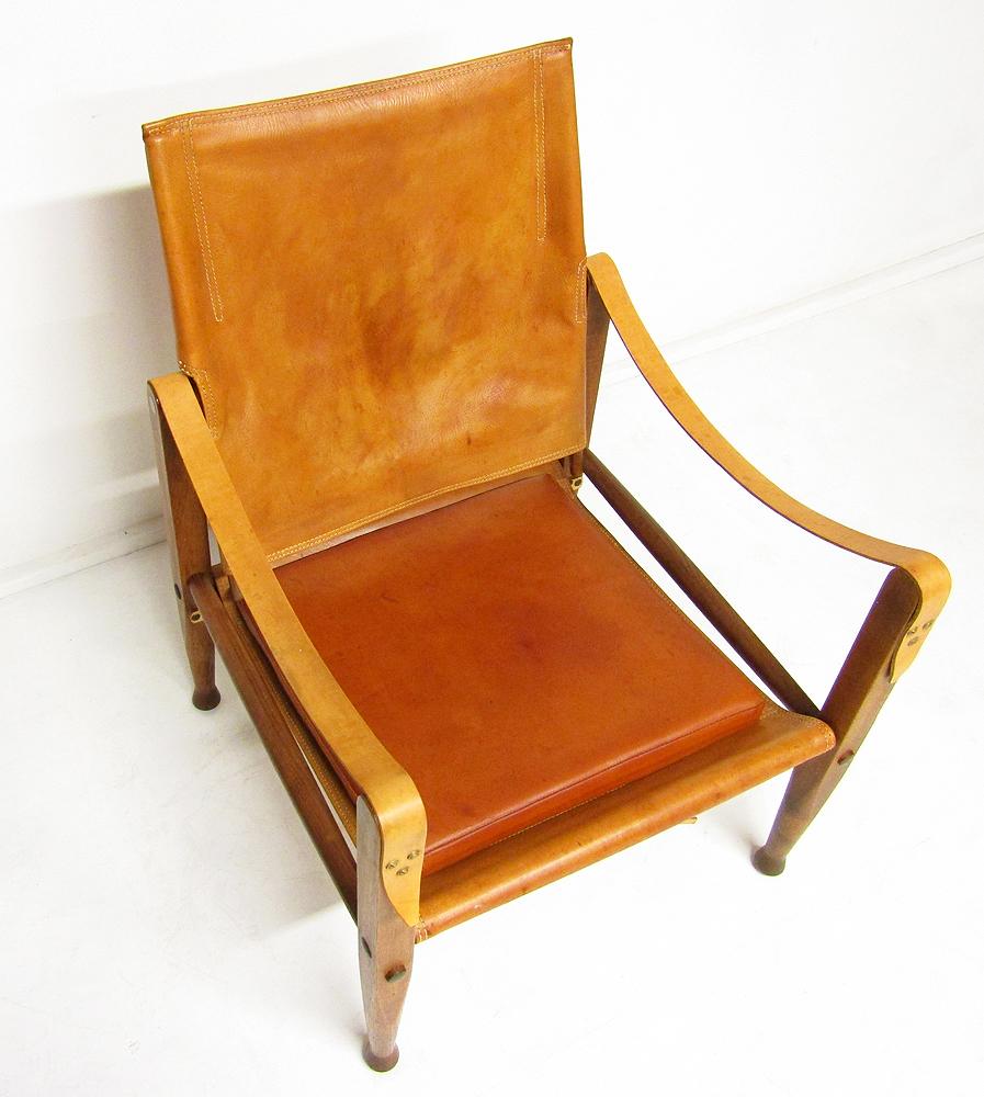 1960s Danish Safari Chair in Tan Leather and Ash by Kaare Klint 6