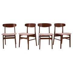 1960s Danish Sax Teak Dining Chairs, Set of 4