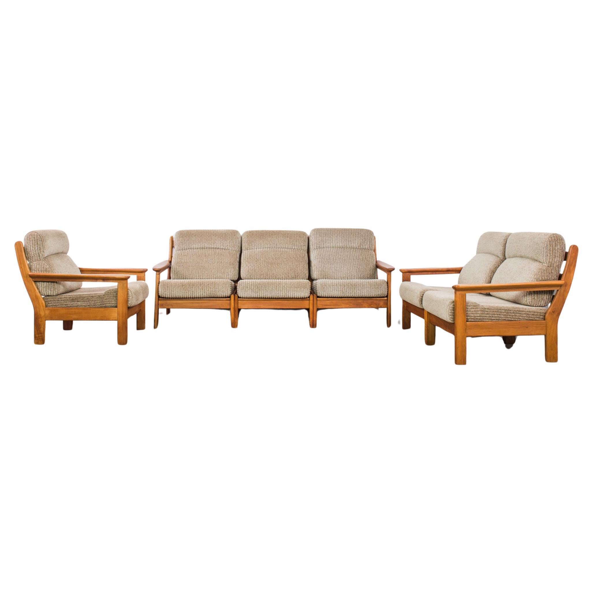 1960s Danish Set of Two Sofas and Armchair