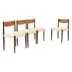 Juego danés de sillas de comedor tapizadas de madera de los años 60, por Poul Volther