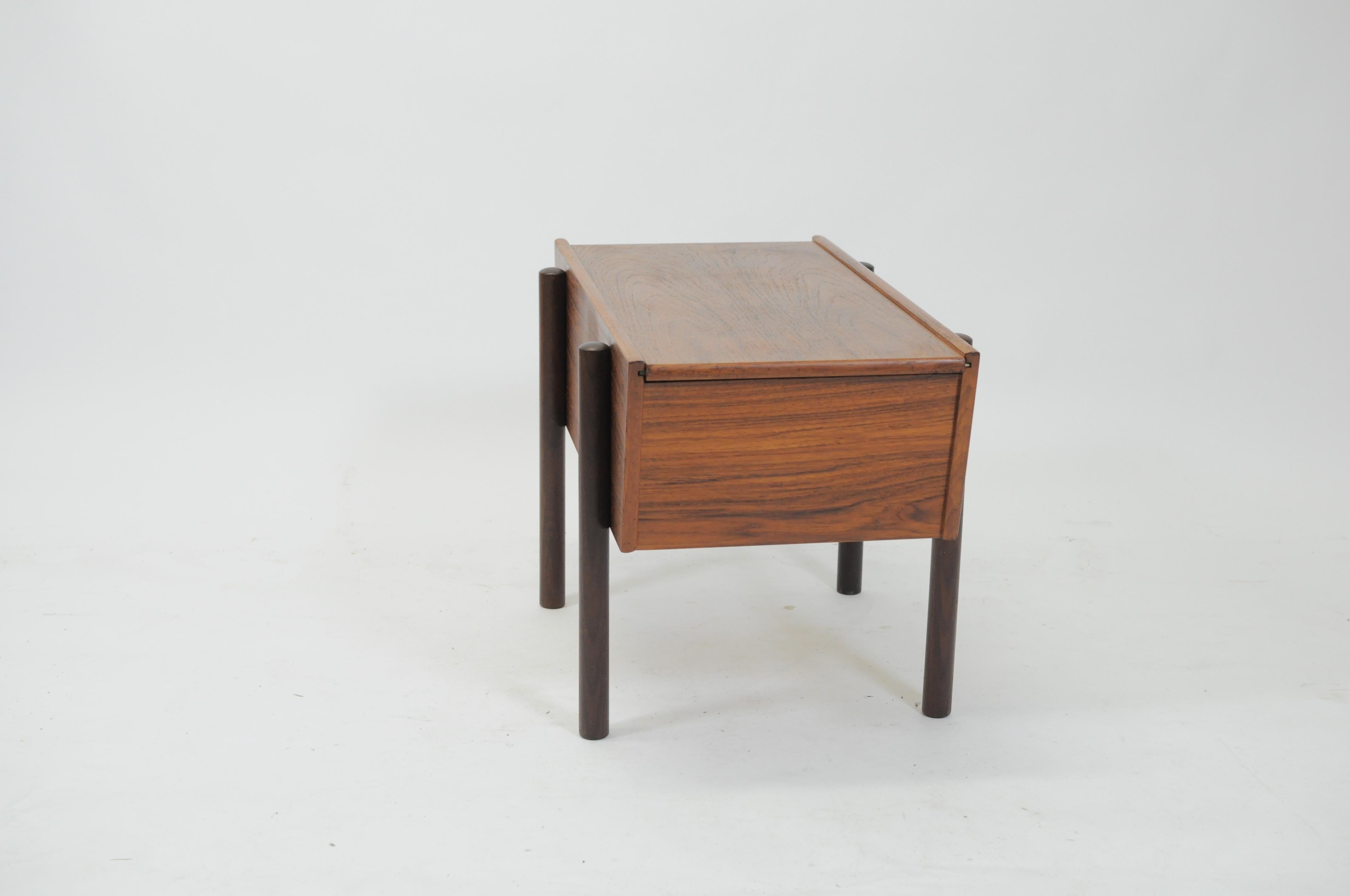 Scandinavian Modern 1960s Danish Sewing Side Table in Teak For Sale