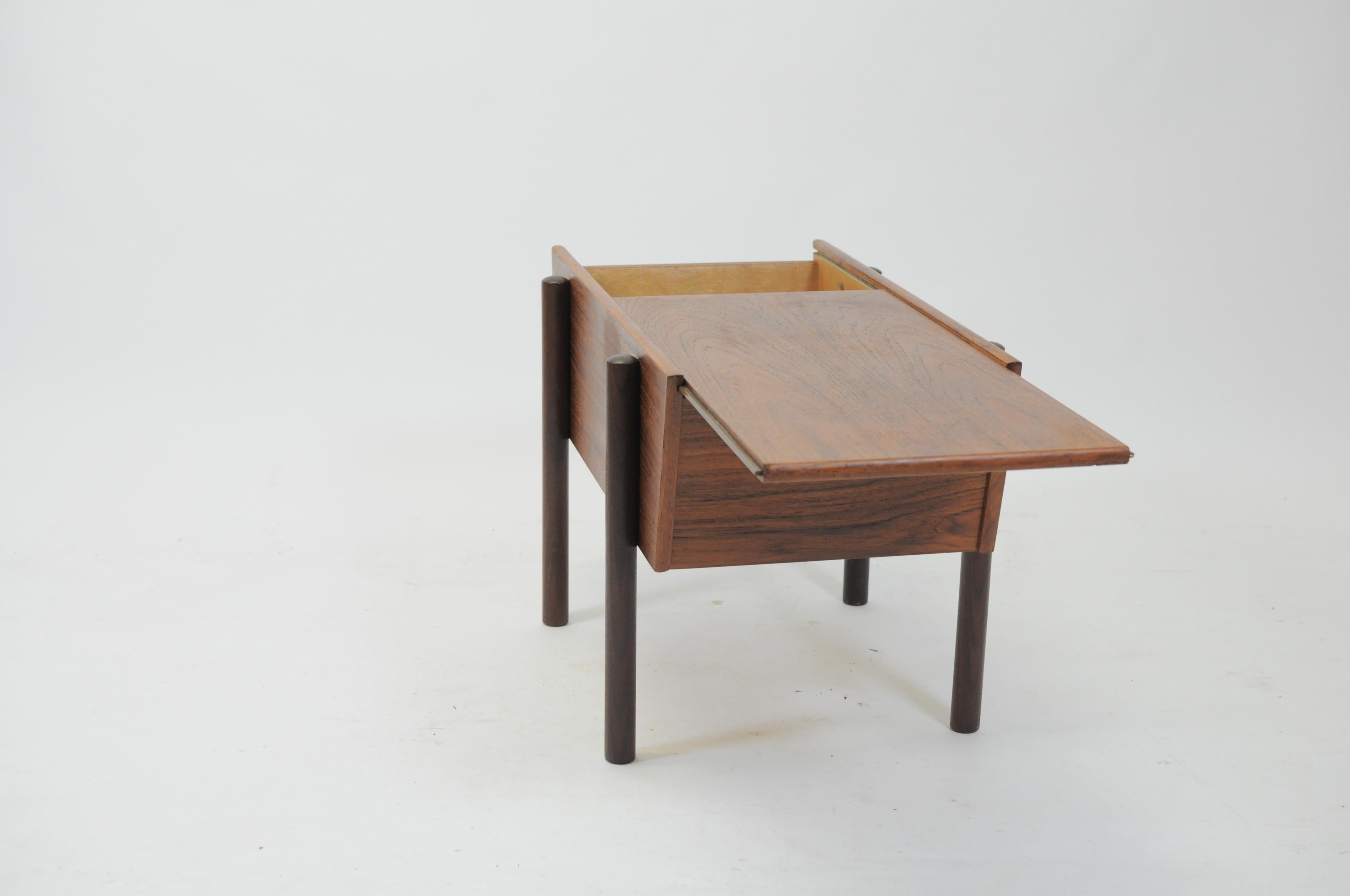 Mid-20th Century 1960s Danish Sewing Side Table in Teak For Sale