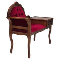 1960s, Danish side bench with drawer, original condition, red furniture velour.