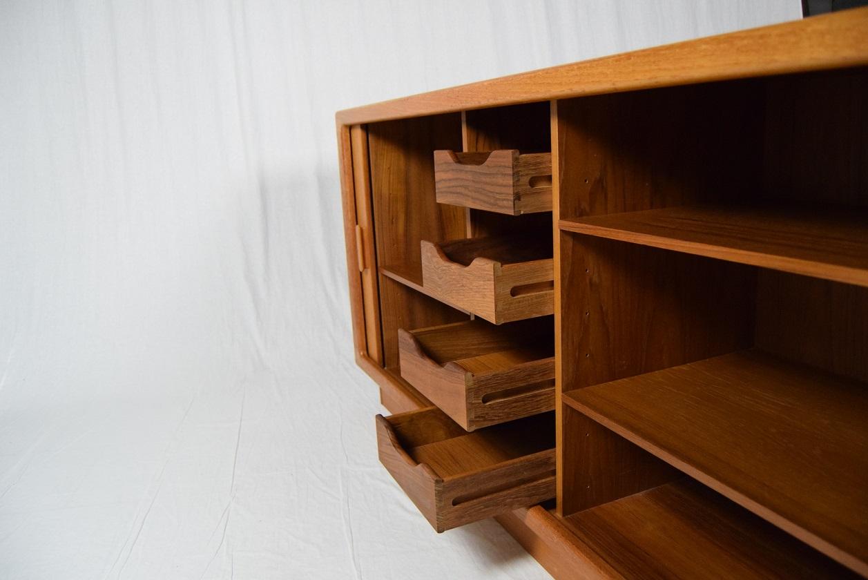 1960s Danish Sideboard by Dyrlund, Teak Organic Tambour Doors 6